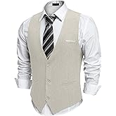 COOFANDY Men's Suit Vest V-Neck Casual Business Vests Lightweight Slim Fit Formal Dress Waistcoat for Wedding Party
