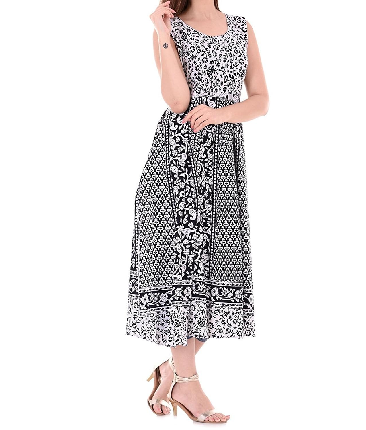 indian craft castle women's cotton jaipuri printed dress