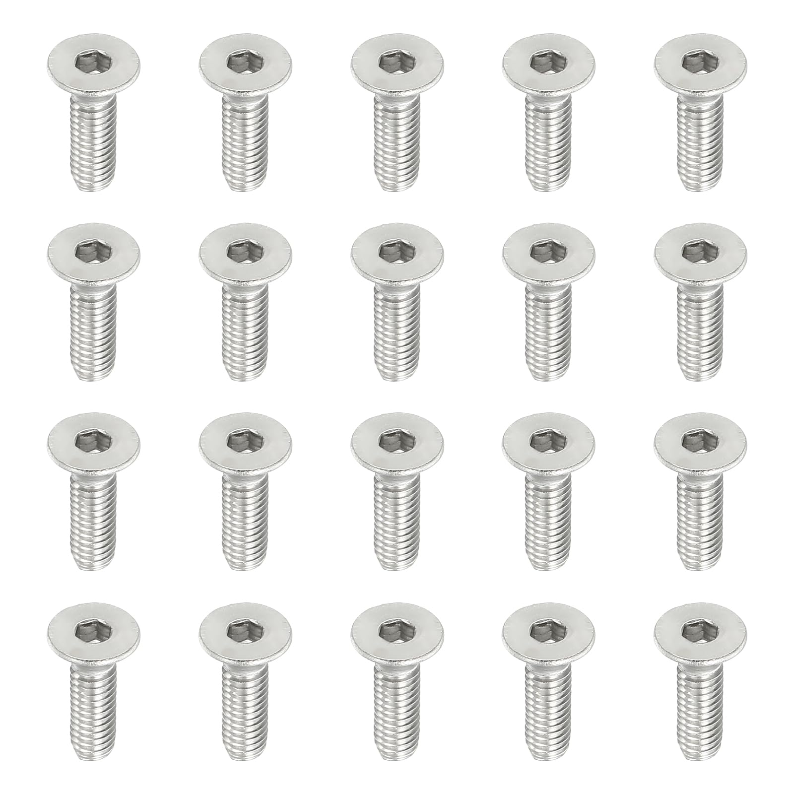 PATIKIL M4 x 10mm Flat Head Socket Cap Screws, 50 Pack 304 Stainless Steel 18-8 Machine Screws Flat Countersunk Bolts Hex Socket Drive Fasteners Grade 6.8 — image 1