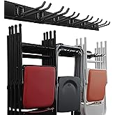 Wallmaster Garage Storage Organization Wall Mount, Garden Tool Rack Organizer Heavy Duty Folding Chair Hangers with 6 Adjustable Hooks 48inch Tracks Max Load 450lb