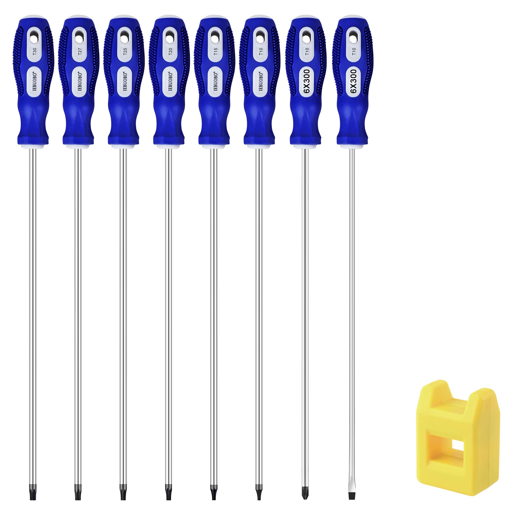 Photo 1 of IEBUOBO 8-Piece Extra Long Torx and Slotted Phillips Screwdriver Set, length 12-inch T10-T30, plus Long star Screwdrivers, PH2 12" Long Cross-head & Flat Blade Screwdriver