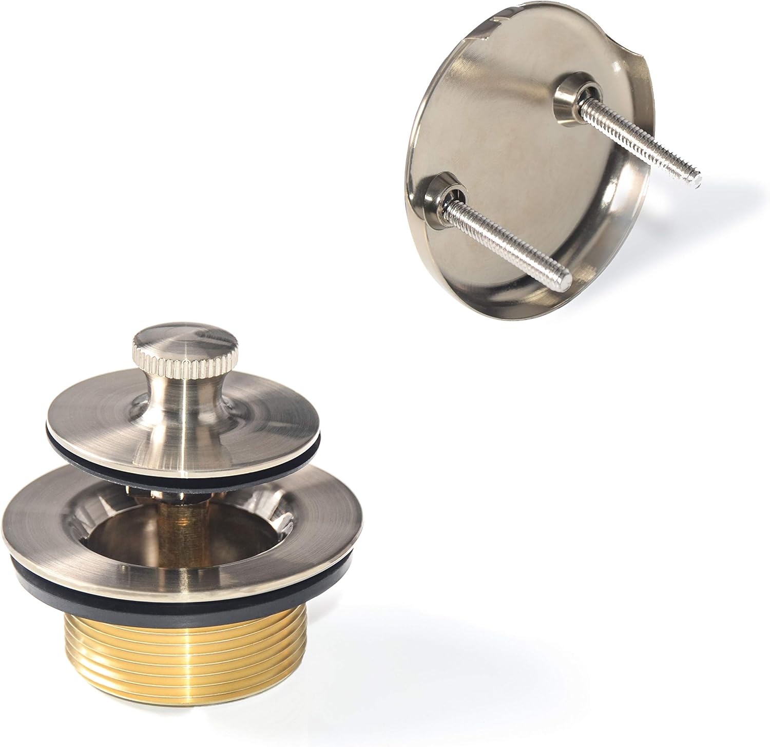 Conversion Kit Bathtub Tub Drain Assembly, Lift and Turn Tub Drain Kit, Brass Construction Easy Installation (Brushed Nickel) - - 