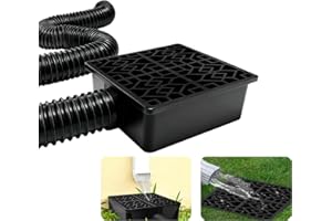 Gutter Downspout Extensions, Upgraded 12x12in Catch Basin Low Profile Downspout Extender | No Deep Dig French Drain, Flexible