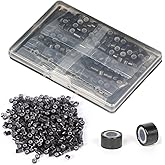 Celinabella Black Silicone Lined Hair Extension Beads 5mm - 300Pcs, Reusable Aluminum Micro Link Rings, Non-Slip No Hair Damage for Stylists & DIY
