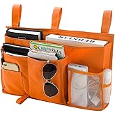 Bseash Bunk Bed Organizer, Bedside Caddy Hanging Bed Organizer Storage Bag 8 Pockets, for College Dorm Rooms Bed, Hospital Bed, Baby Bed Rails, 600D Oxford Cloth (Orange)