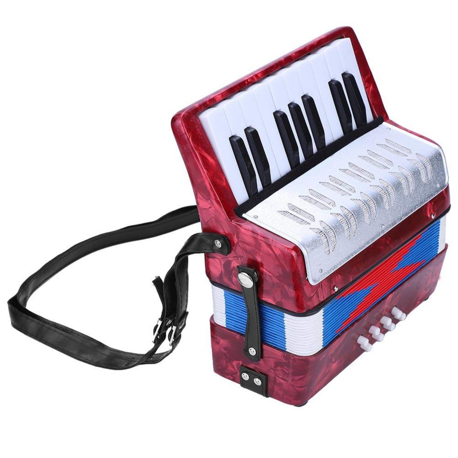 Bass Piano Accordion, 17 Key Bass Piano ABS Musical Instrument for Beginners for Students(red)