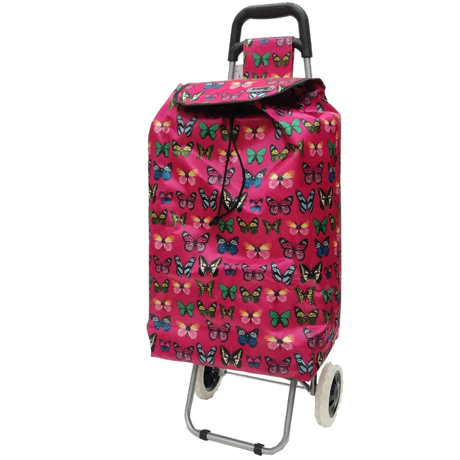 Hoppa Large 47l Lightweight Wheeled Shopping Trolley Wheels Purple Butterfly