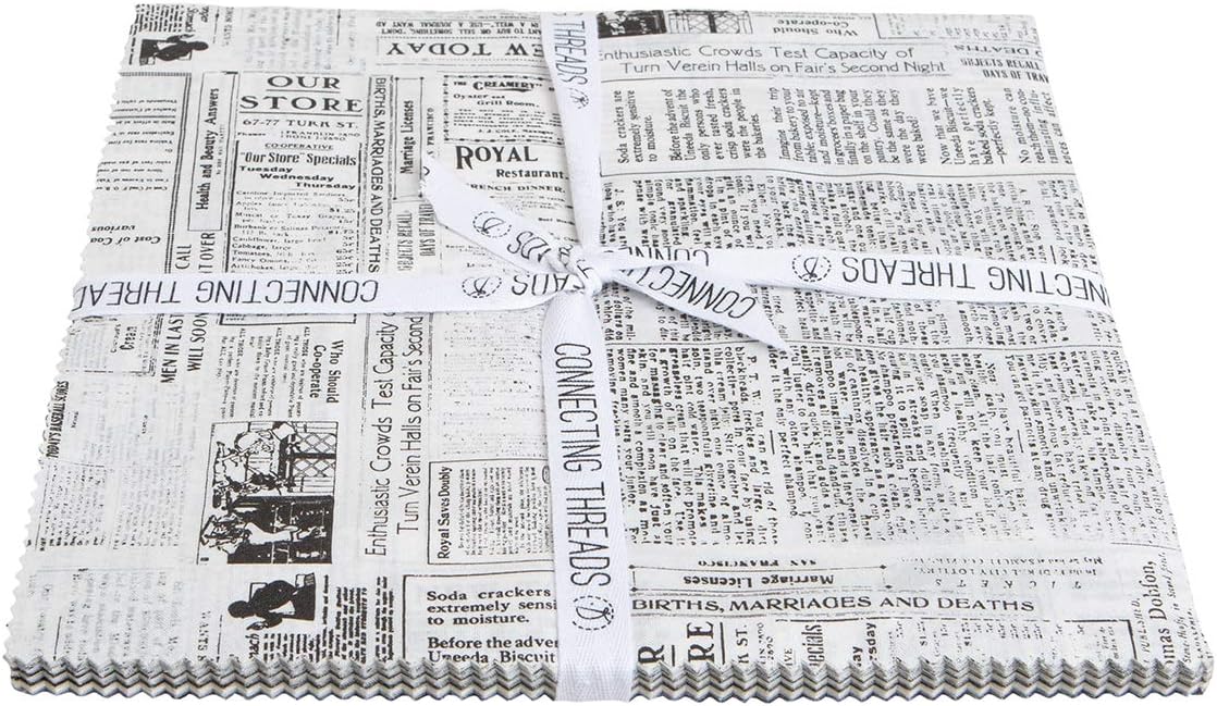 Connecting Threads Print Collection Precut Cotton Quilting Fabric Bundle 10" Squares (Impressions)
