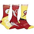 DC Comics The Flash Superhero Logo Athletic Crew Socks 3 Pair Pack For Men