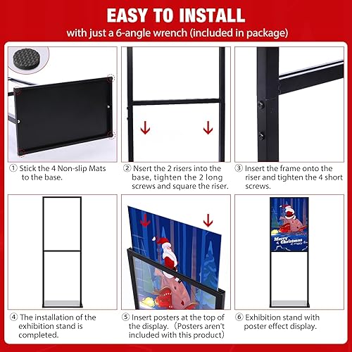 Blulu 2 Pcs Metal Floor Sign Stand Holder Fits 12" Wide Board Up To 72