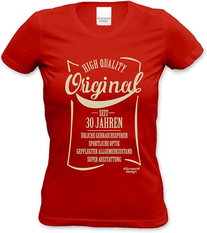 Bequemes Damen Girlie T Shirt Motiv Original Seit 30 Jahren Individuelles Geschenk Prasent Frau Freundin Geburtstag Cooles Outfit Farbe Rot Gr M Amazon De Bekleidung