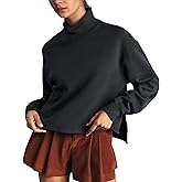 Ythomm Womens Mock Turtleneck Sweatshirt Long Sleeve Side Slit Pullover Tops Casual High Low Hem Drop Shoulder Sweatshirts