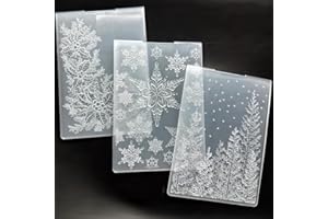 ZHXCGOOYX 3 Pcs Embossing Folders Christmas Tree Snowflakes for Card Making Embossing Stencil Template DIY Plastic Paper Card Decorating Mold for Scrapbook Photo Album DIY Craft, 5 x 7 Inch(Christmas Elements)