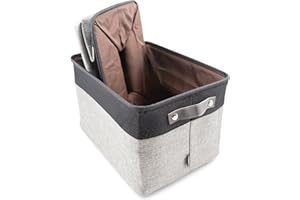 HYGGE PLUS HYGGE + Linen Storage Bin Basket 15.8" x 12.5" x 10" Durable fabric & lightweight design. Great for storing toys, books, linens, games, clothing, baby products & more! (2 PACK, BLACK/GREY)