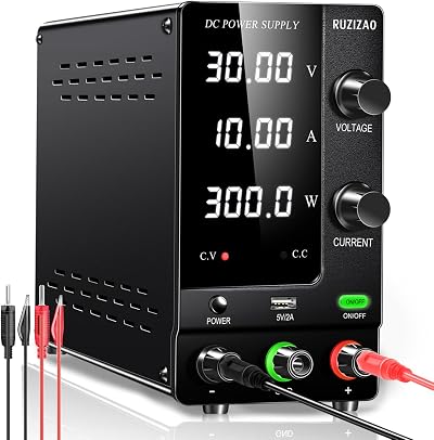 RUZIZAO 30V 10A Variable DC Power Supply Encoder USB Lab Bench Power Supply