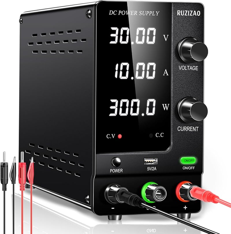 RUZIZAO 30V 10A Variable DC Power Supply Encoder USB Lab Bench Power Supply