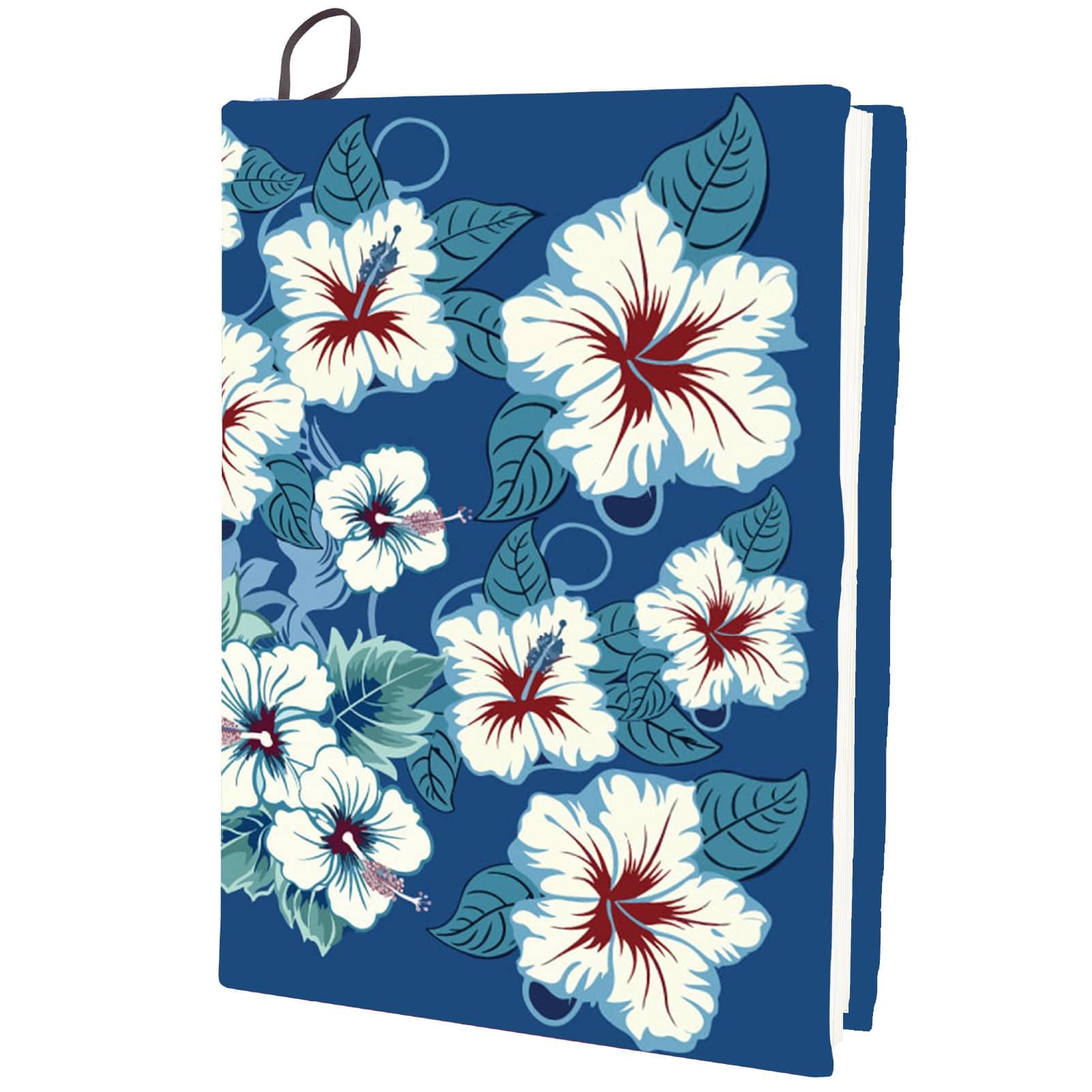 CRASPIRE Flower Stretchable Book Cover Blue Plant Leaf Washable Reusable Large Nylon Book Protector Elastic Notebook Wraps Suitable for Hardcover Books Classroom Students