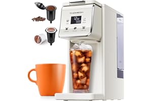 TWOMEOW Coffee Maker Hot & Iced With Bold Setting,Single Serve Coffee Maker For K Cup And Grounds,52 Oz Removable Water Tank,6-14 Oz Brew Sizes,One Cup Kcup Coffee Machine With Reusable Filter, White