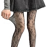 Nanmuir Women Floral Pattern Fishnet Tights, Lace Design Sheer Mesh Fashion Stockings Pantyhose Hosiery