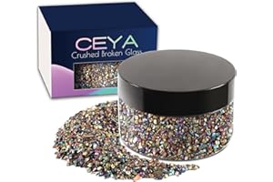 Ceya 5.3oz/ 150g Crushed Irregular Glass Gradient AB Metallic Crystal Chips Broken Glass Glitter 2-4mm Craft Glitter for Nail Arts Epoxy Resin Mold Coasters Ornament Painting Geode Phone Case Jewelry