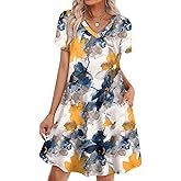 WIHOLL Dresses for Women Casual Summer Loose T Shirt Dress with Pockets Beach Vacation Outfits S-4XL