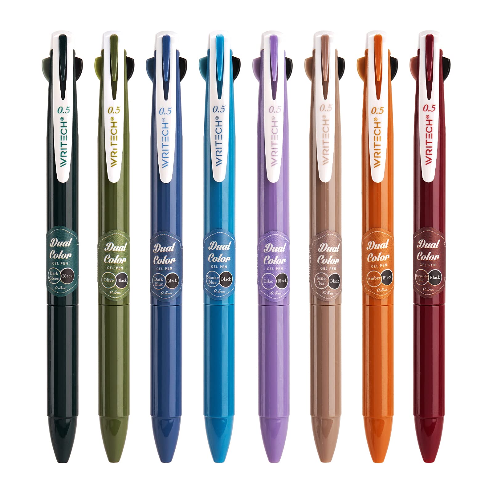 Photo 1 of WRITECH Retractable Gel Ink Pens: Multi Colored 2 in 1 Colorful Click Pens Assorted Color 8ct Extra Fine Point Tip 0.5mm Journaling Smooth Writing Note Taking Coloring No Bleed & Smear & Smudge