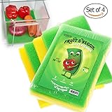 4-Set Fruit & Veggie Life Extender - 16x12 Inch - Foam Fridge Shelf Mat & Refrigerator Drawers Liner - Washable Anti-mold Pads - Extends Life of Produce & Prevents Spoilage - Keeps Food Fresh & Crispy
