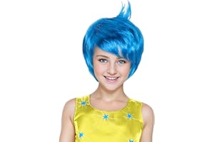 M MISS U HAIR Miss U Hair Short Straight Vibrant Blue Wig for Kids Child Sleek Pixie-cut Anime Cosplay Wig