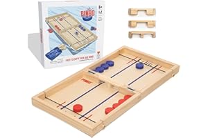 Pinbo The Classic Slingshot Game | Fast Action Foldable 2-Player Tabletop Wooden Game for Kids & Adults | Great for Travel & Game Night | Three Gates Included