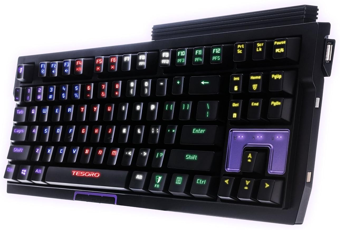 Tesoro Tizona Elite G2NFL Blue Mechanical Switch USB Hub Tenkeyless Tournament Full Color RGB LED Backlit Illuminated Gaming Mechanical Keyboard TS-G2NFL (BL)