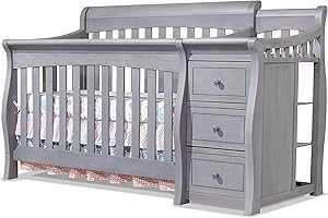 Sorelle Furniture Princeton Elite Crib and Changer Classic -in- Convertible Diaper Changing Table Made of Pine Wood Non-Toxic Wooden Baby Bed Toddler Childs Daybed Full-Size Nursery - Weathered Grey