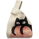 XnxnzhHo Women's Knit Wrist Bag, Fashionable and Minimalist Small Handbag, Portable Canvas Bag, Suitable for Shopping, Work