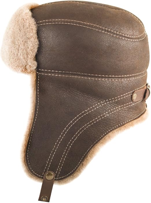 OrlovNY Men's Sheepskin Leather Bomber Hat Winter Trapper