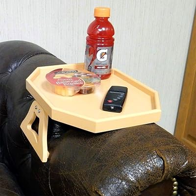 Wooden Sofa Arm Clip-On Table, Recliner Armrest Tray Organizer