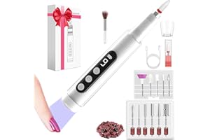 PHAIN Electric Nail Drill Kit with U V Nail Lamp,Portable Cordless Electric Nail File with Display Screen,9 Speeds Professional Manicure Pedicure Polishing 12-in-1 Nail Drill Kit for Home and Salon Use
