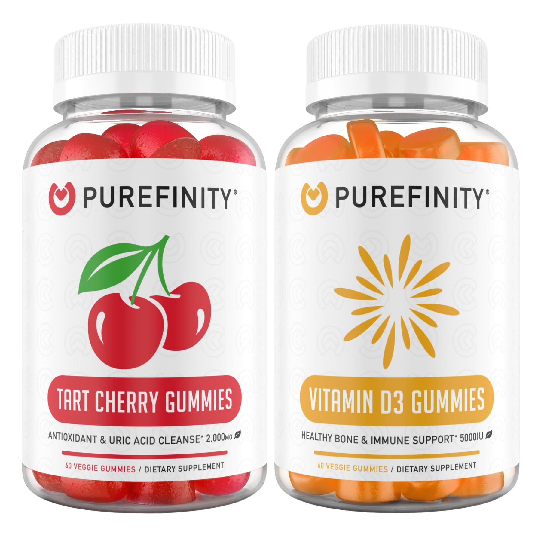 PUREFINITY Tart Cherry & Vitamin D3 Gummies Bundle (Uric Acid Flush & Cleanse with Vitamin D3)