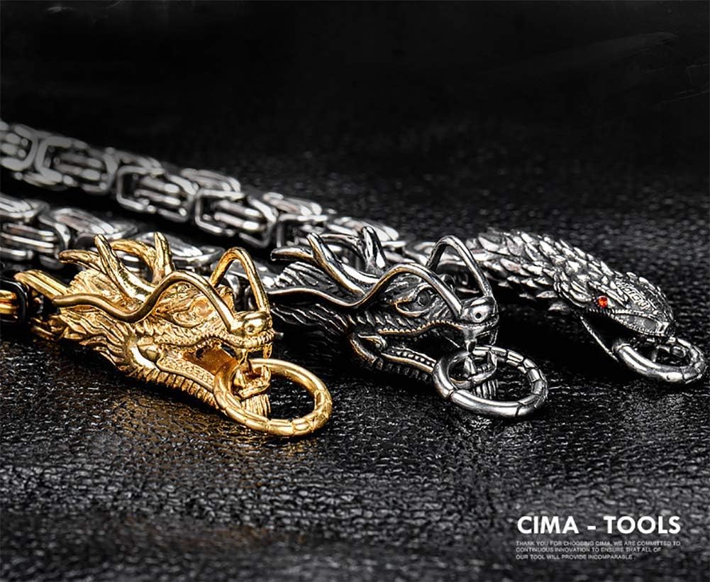 FXPCQC Necklace Self-defense Chain Titanium steel Metal Black dragon head indestructible Multifunction Decoration, 66cm