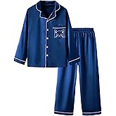 Mikrdoo Silk Pajamas for Girls Long Sleeve PJs for Kids Top and Pants 2 Piece Satin Slpeepwear Set 3-14 Years