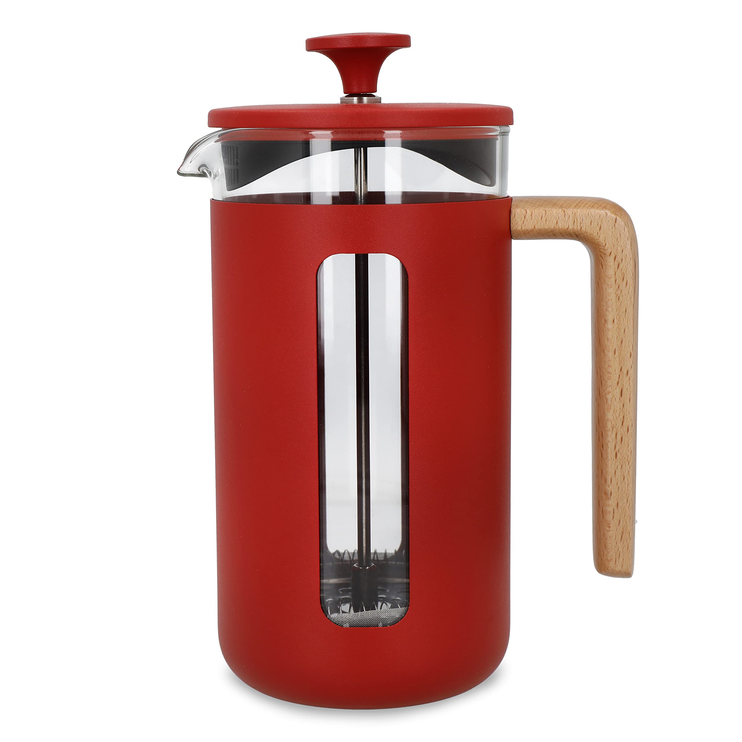 La Cafetière Pisa Stainless Steel Cafetière, Eight Cup, Red, Gift Boxed