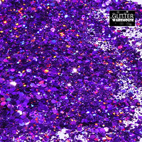 image for Purple Holographic Chunky Glitter ❤ GLITTERWAREHOUSE COSMETIC GLITTE