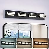 yumcrelect 4-Light LED Black Vanity Lights for Bathroom Light Fixtures Adjust 3 Colors Modern Bath Lighing Over Mirror LED Va