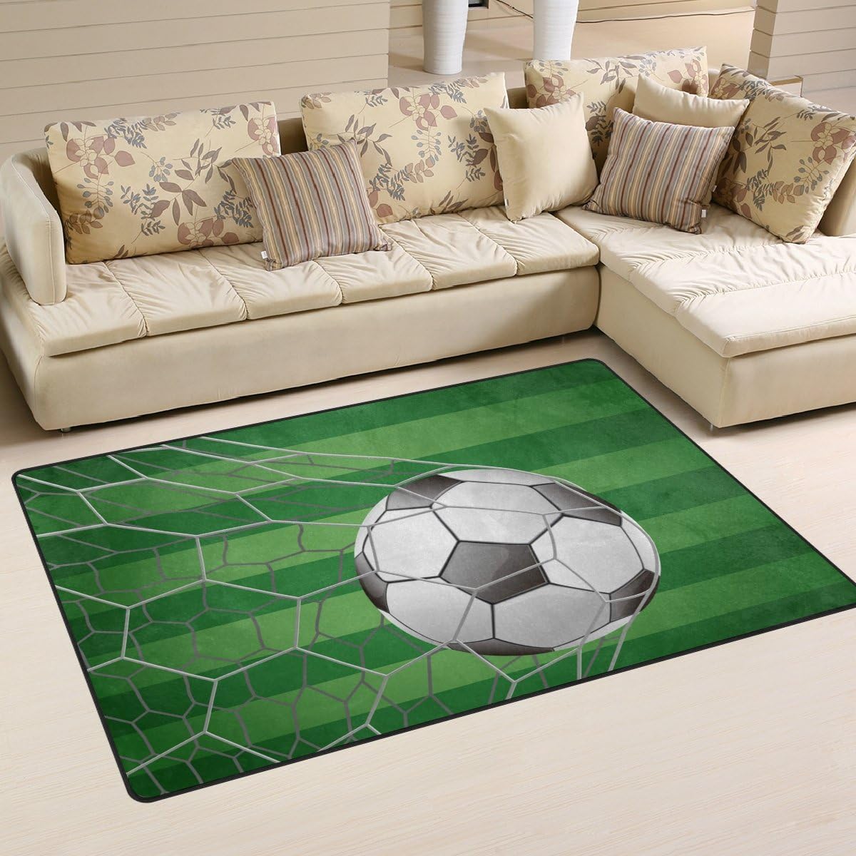 COOSUN Balón de fútbol en Meta con la Hierba Campo Área Alfombra ...