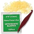 Orthodontic Elastic Rubber Bands - 3/16 Inch, Small, 100 Pack, (4.5 Ounce) for Braces, Dreadlocks, Hair Braids, Fix Tooth Gap, Includes Free Elastic Placer - Natural - Heavy