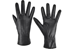 Harssidanzar Womens Winter Warm Cashmere Lining Touchscreen Texting Driving Lambskin Leather Gloves GL017CA