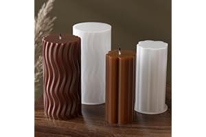 ESEENS 2 Pack Stripe Cylinder Pillar Spiral Candle Resin Mold - Resin Casting Silicone Molds for Home Decor & Candle Making Wave Spiral Mold