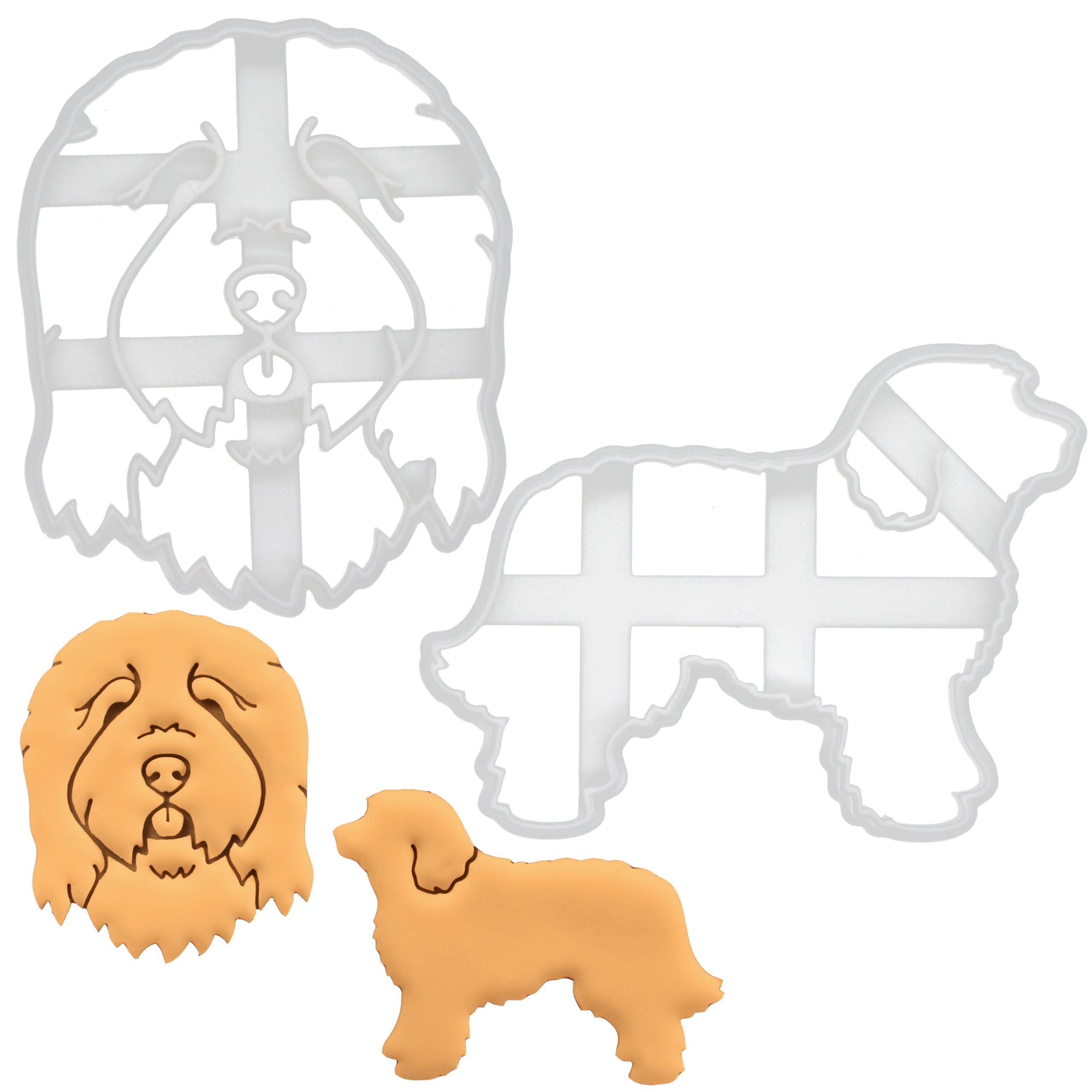 BAKERLOGY Set of 2 Old English Sheepdog Cookie Cutters - Detailed Biscuit Cutter Design for Baking and Crafts, Ideal on Fondant, Dough, Clay