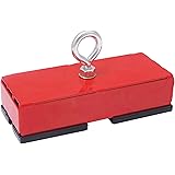 Heavy-Duty Retrieving and Holding Magnet, 5" Length, 2" Width, 1" Height with Eyebolt, Nut, and Magnetic Shields, 150 Pounds Pull, 1 each