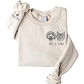 Lullabymall Personalized Dog Sweatshirt, Custom Line Art Portrait Dogs Cats Sweatshirt, Customized Pet Lover Gifts, Pet Name Sweatshirts for Women, Dog Mom Gifts