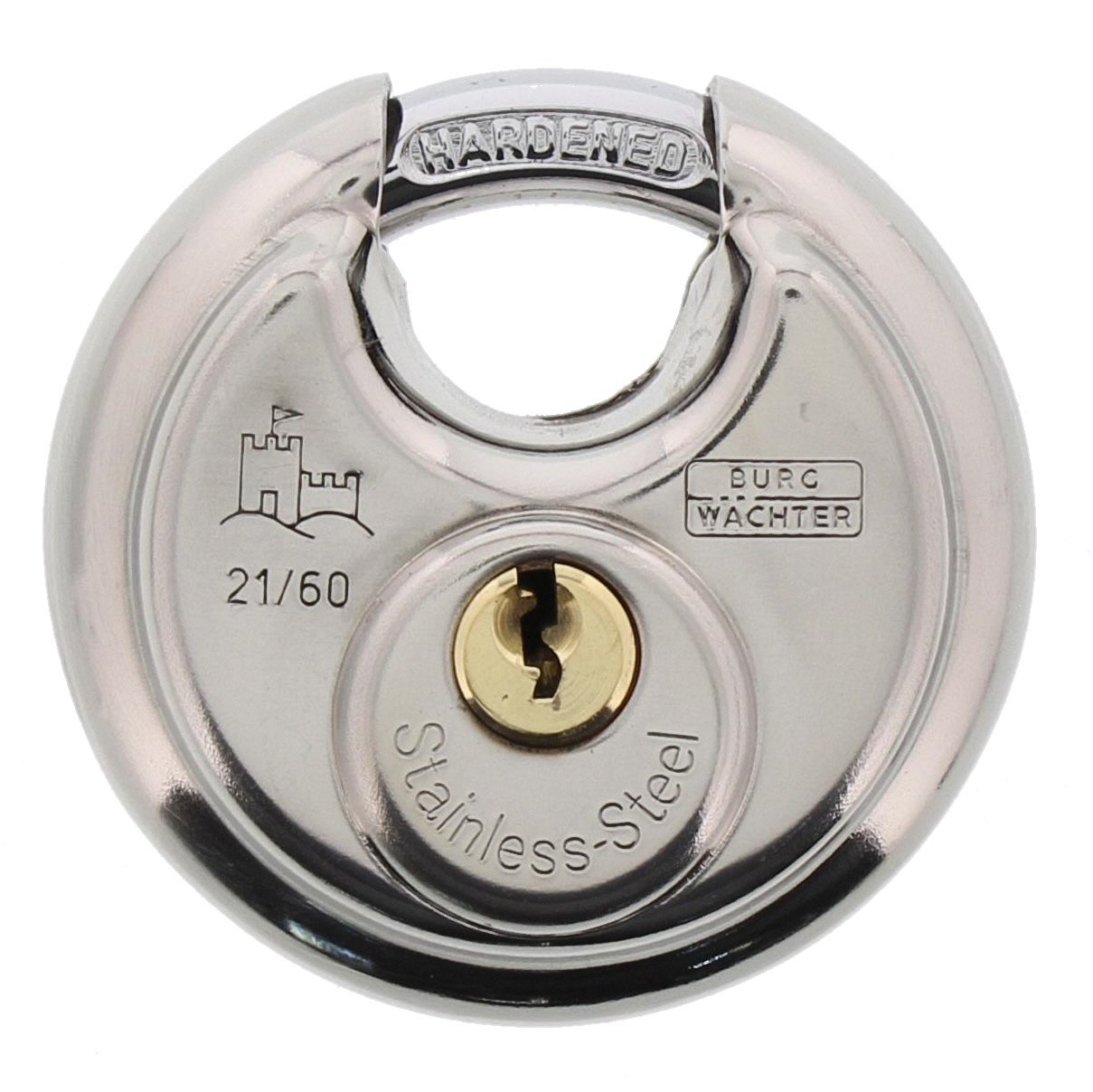 BURG-WÄCHTER Lock, Shackle Strength 8 mm, Cut Resistant, 2 Keys, Circle 21 60 SB
