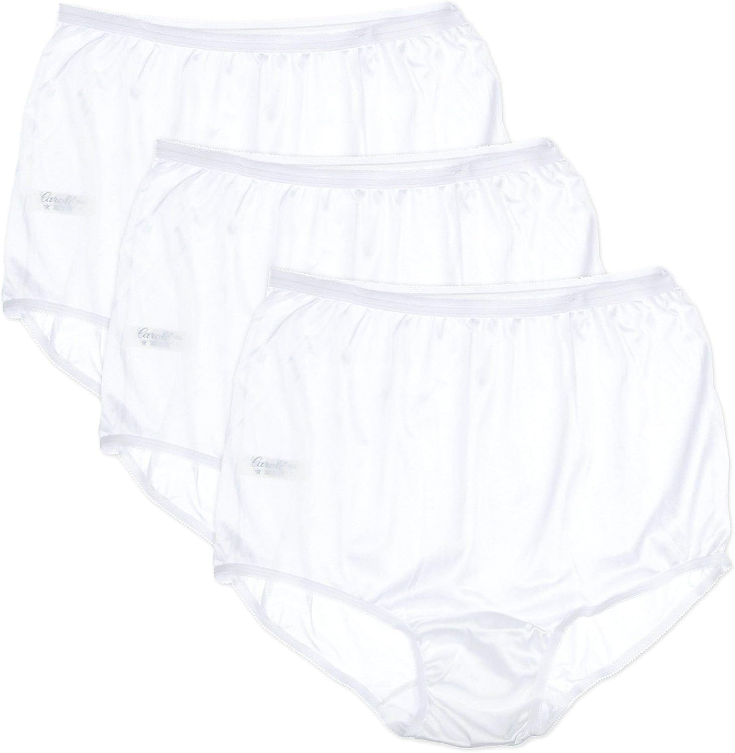 Carole 3pk. Nylon Briefs 888 11 White at Amazon Women’s Clothing store